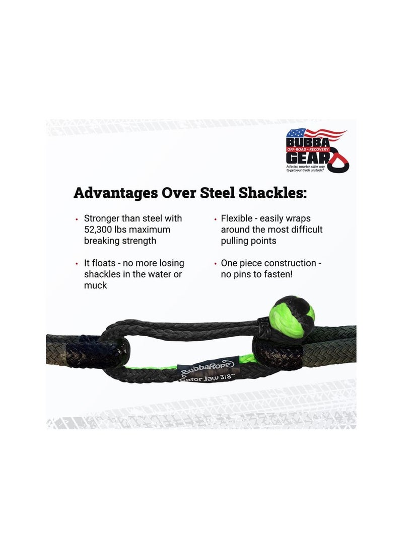 Bubba Rope 7/16" Green/Black Gator-Jaw PRO Soft Shackle - Image 2
