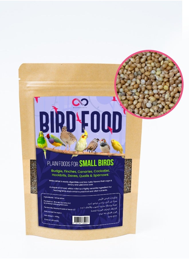 Plain Food for Small Birds 400g - Millets for Budgie, Finches, Canaries, Cockatiel, Hookbills, Doves, Quail and Sparrows 