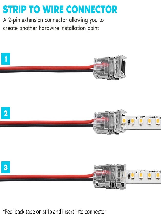 LUXRITE موصل شريط إضاءة LED ثنائي الدبابيس من LUSXRITE، عبوة من 3 قطع، شريط بعرض 8 مم لتوصيل السلك، شريط إضاءة SMD 2835 أحادي اللون متوافق مع ثنائي الدبابيس - Image 2