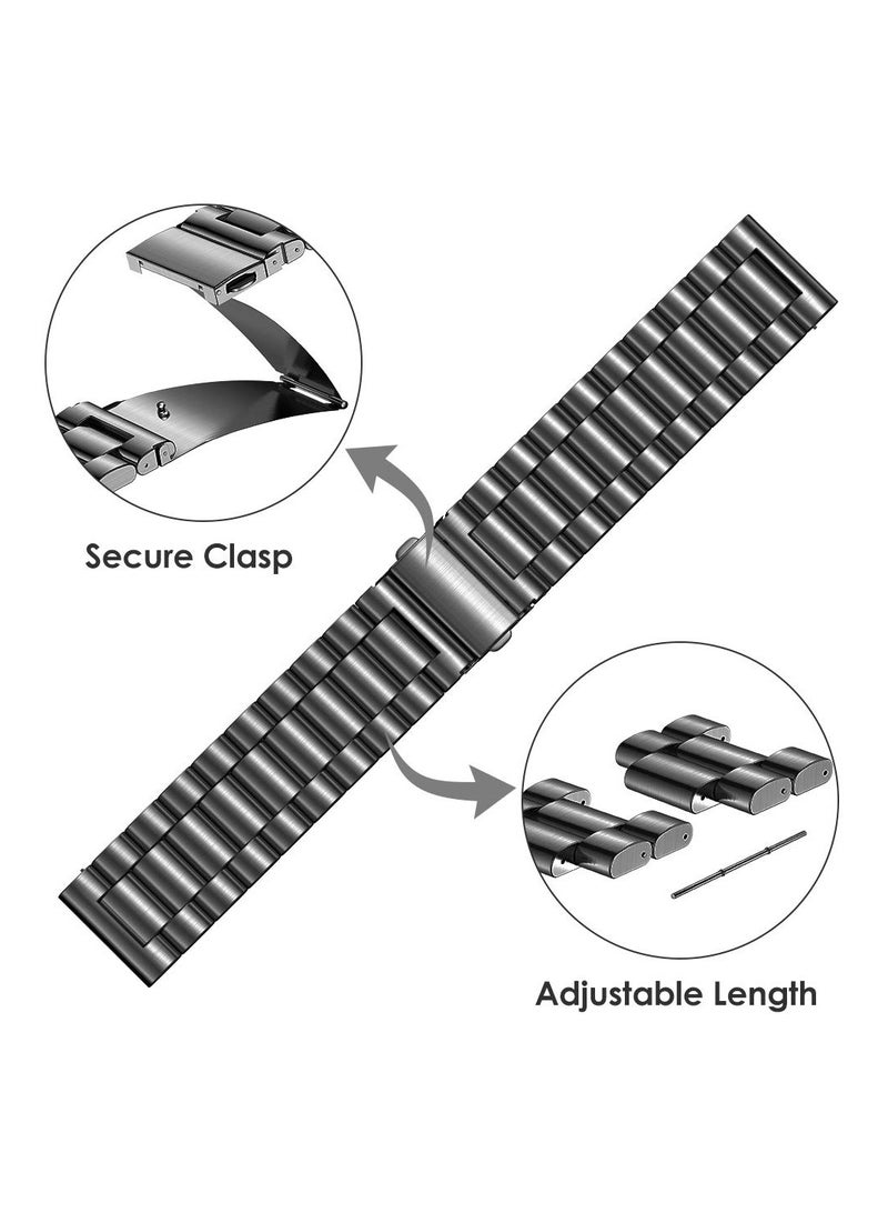 O Ozone (Pack of 2) Metal Bands For Samsung Galaxy Watch 7 6 5 4 FE 40mm 44mm 45mm/Galaxy Watch 6 4 Classic 43mm 47mm 42mm 46mm/Active 2/Watch 3 41mm,20mm Stainless Steel Replacement Strap For Men - Black/Silver - Image 4