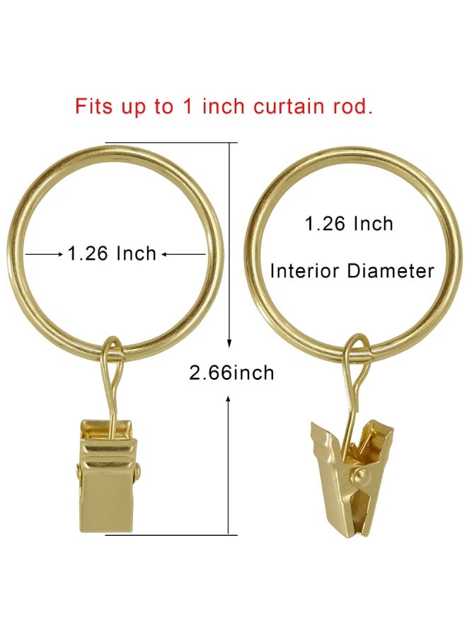 HOMESTAR 40PCS Curtain Rings with Clips, Curtains Hooks Drapery Clip with Ring, Perfect for Decor Drapes Fabric Bows Caps Hangers or Othe Display, Rings 1.26 Inch I D, Gold - Image 2