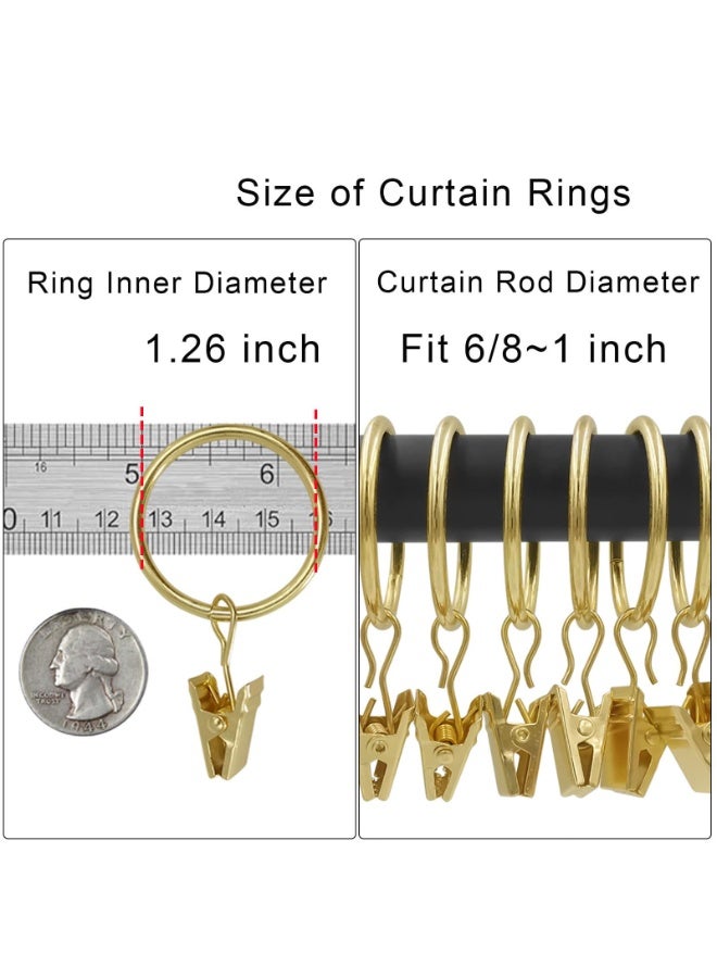 HOMESTAR 40PCS Curtain Rings with Clips, Curtains Hooks Drapery Clip with Ring, Perfect for Decor Drapes Fabric Bows Caps Hangers or Othe Display, Rings 1.26 Inch I D, Gold - Image 3