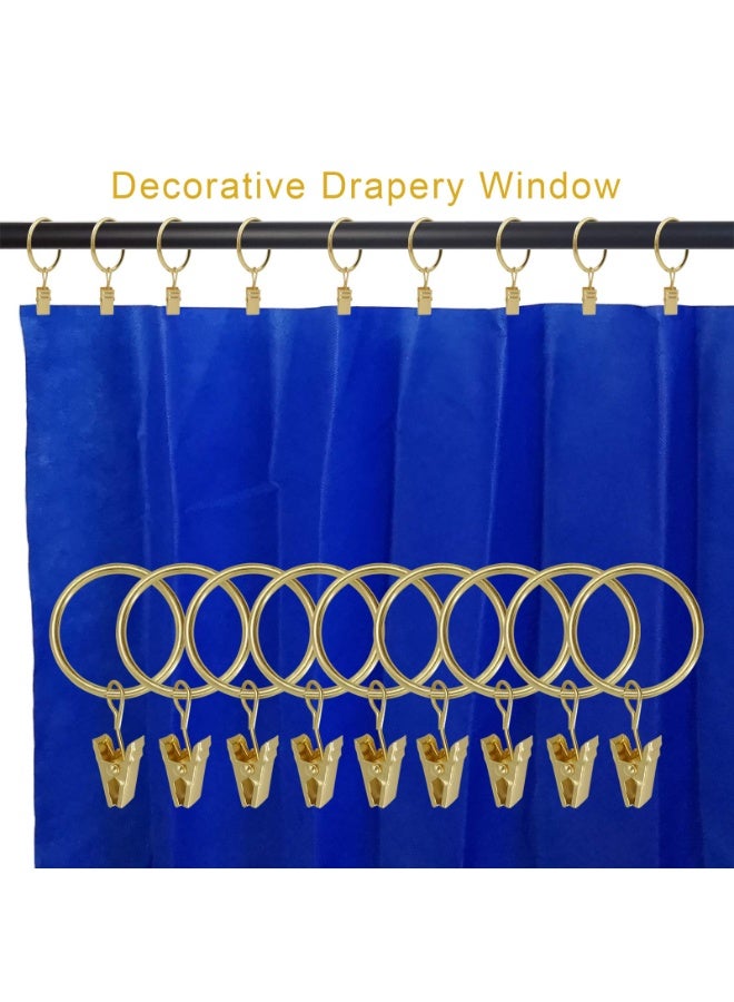 HOMESTAR 40PCS Curtain Rings with Clips, Curtains Hooks Drapery Clip with Ring, Perfect for Decor Drapes Fabric Bows Caps Hangers or Othe Display, Rings 1.26 Inch I D, Gold - Image 5