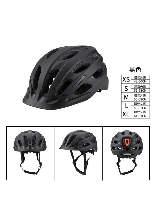 Black New Model Cycling Helmet With Light, Specially Designed For Road Bikes, One-piece Molded