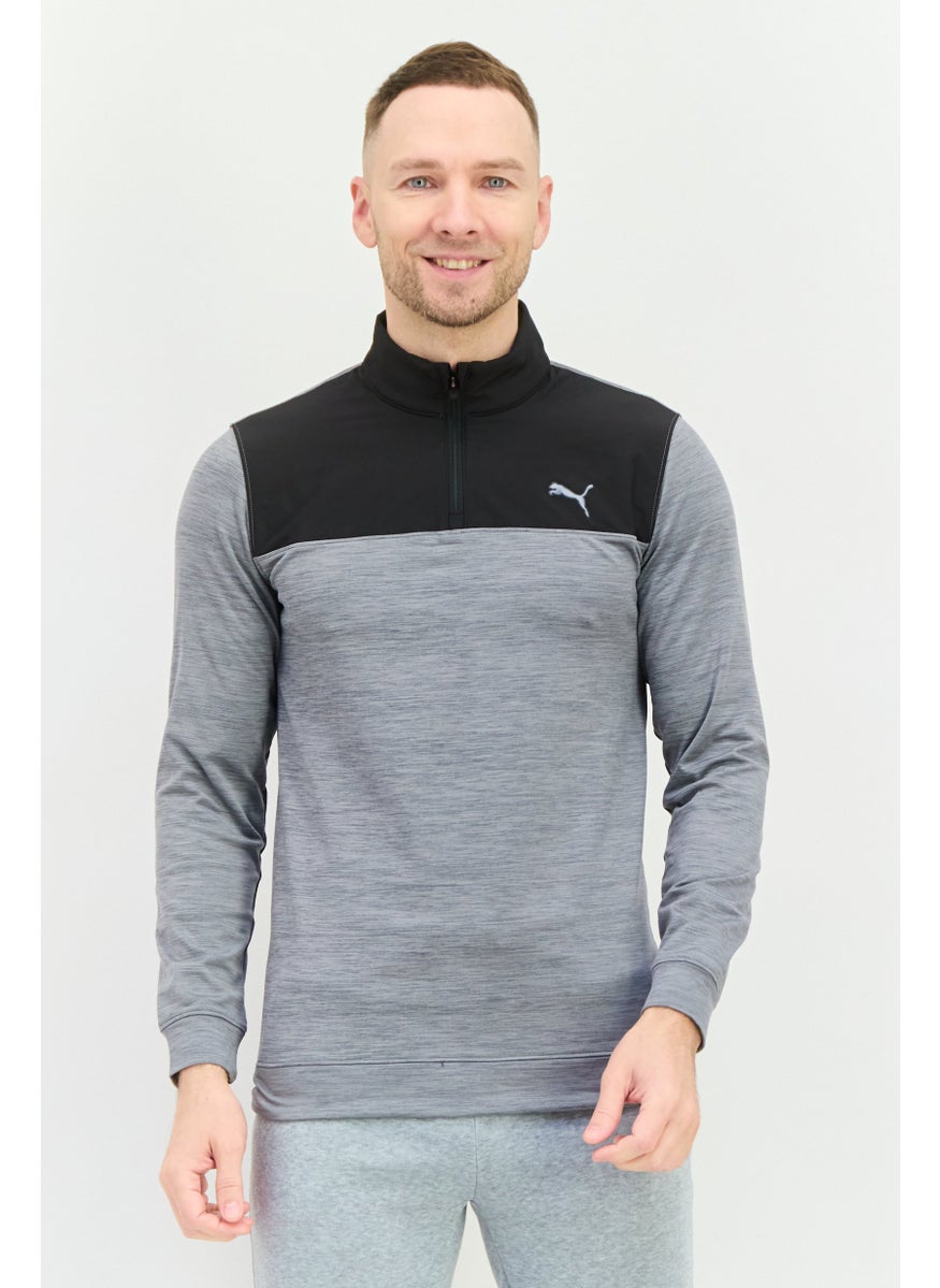 PUMA Men Sportswear Fit Long Sleeve Outdoor Sweatshirts, Black/Grey  - Image 1