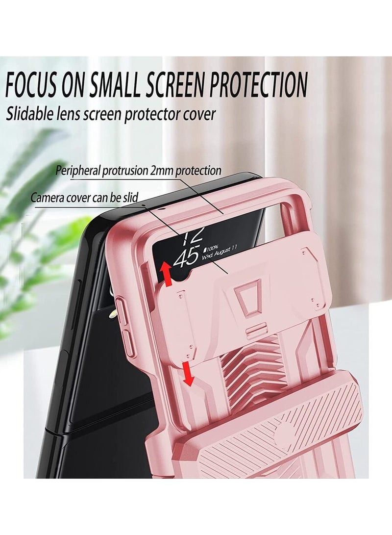 جولدن ماسك لموبايل سامسونج Z فليب 4 بتصميم عسكري مع عدسة منزلقة - (بينك) - Image 3
