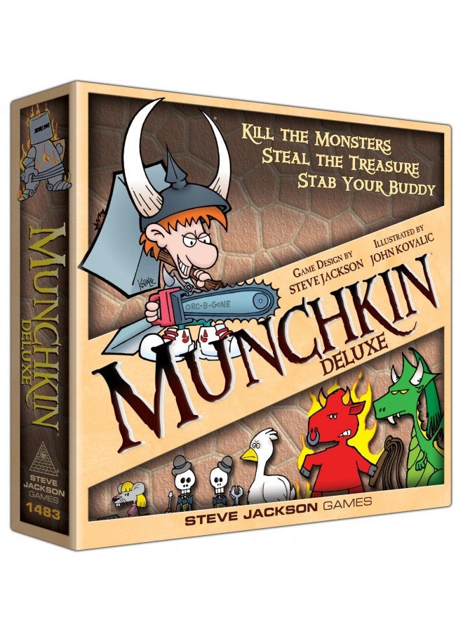 STEVE JACKSON GAMES Munchkin Deluxe Board Game (Base Game), Family Board And Card Game, Adults, Kids, And Fantasy Roleplaying Game, Ages 10+, 3-6 Players, Avg Play Time 120 Min, From Steve Jackson Games  - Image 1