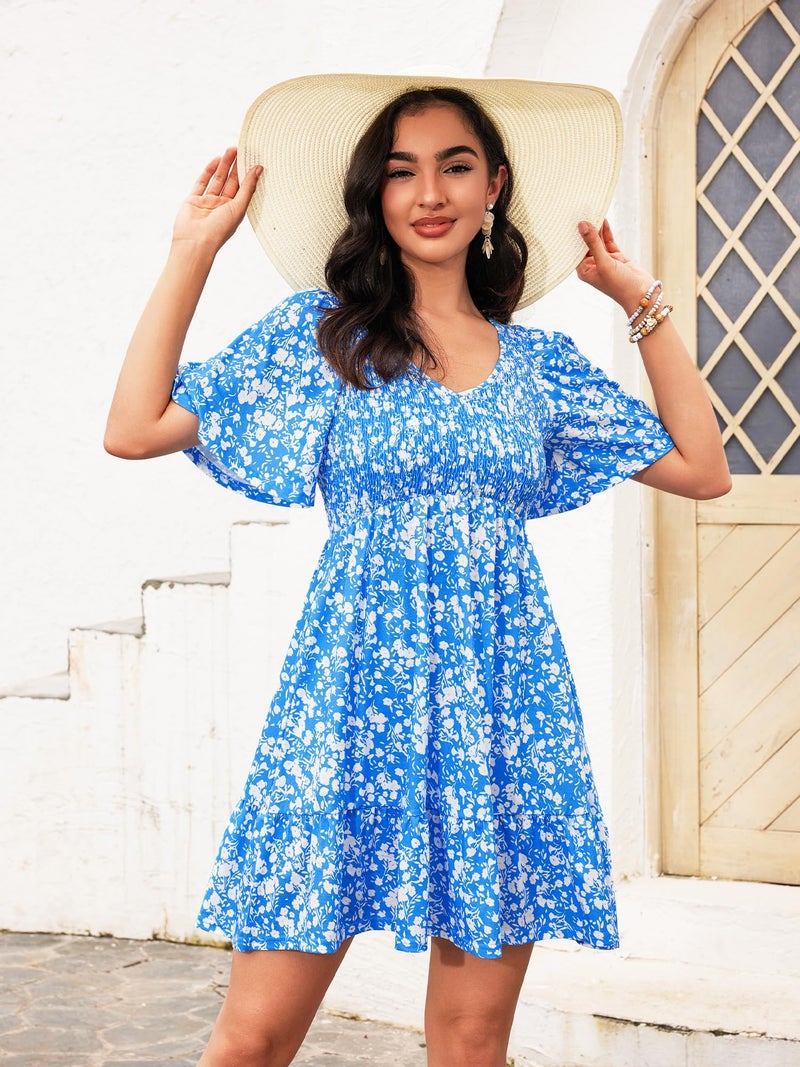 UEAL Graduation Dresses for Women 2025 Cute Spring Summer Easter Dresses for Women 2025 X-Large Blue Floral - Image 3
