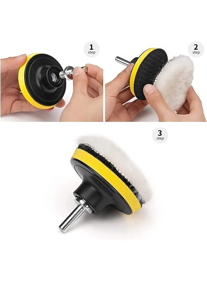 Generic Nw Guteck Car Polishing Pads, 7 Pcs Wool Pad Kit With M14 Drill Adapter For Car Polisher (5")  - Image 5