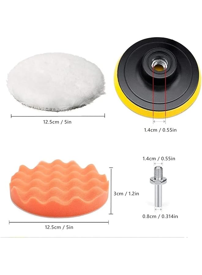 Generic Nw Guteck Car Polishing Pads, 7 Pcs Wool Pad Kit With M14 Drill Adapter For Car Polisher (5")  - Image 2
