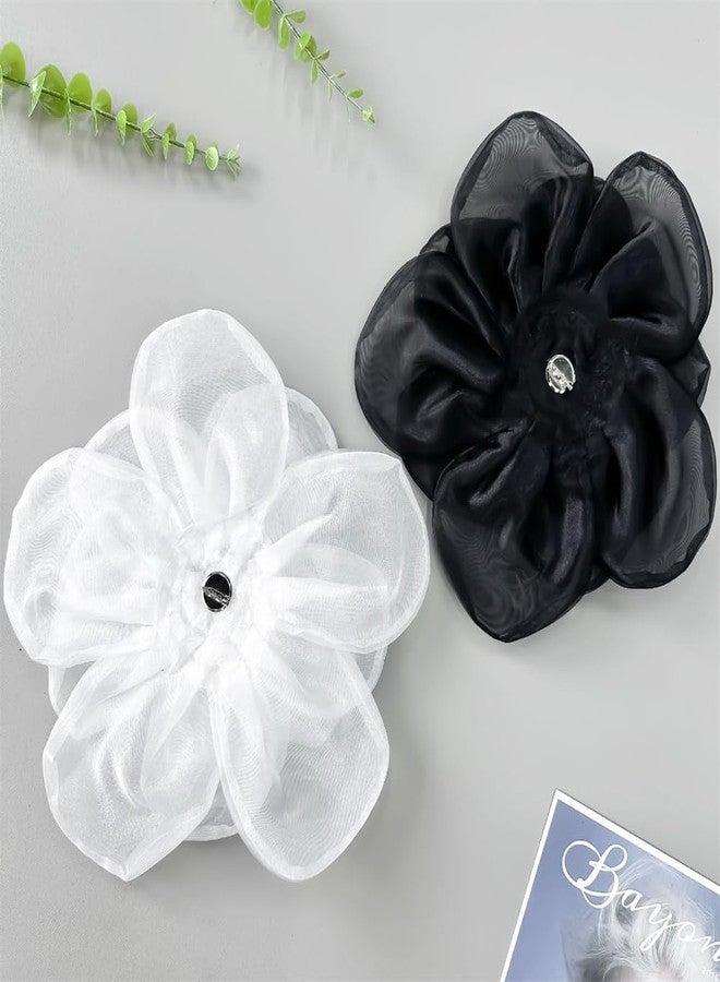 Dtja Large Camellia Flower Brooch Pin for Women Fashion Dainty Lightweight Organza Satin Fabric Big Brooches Lapel Pins Wedding Dance Party Dress Accessories Exaggerated Jewelry Gift (Black) - Image 5