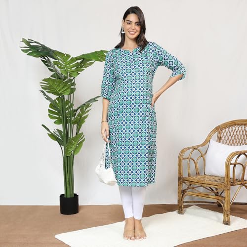 MomToBe Women Cotton Classic Wome'S A-Line Maternity Kurti/Pregnancy Dress/Easy Breastfeeding Kurta With Zippers/Maternity Dress With Zippers For Nursing Pre And Post Pregnancy (Light Green ; M) - Image 2