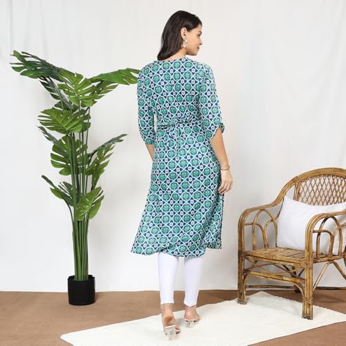MomToBe Women Cotton Classic Wome'S A-Line Maternity Kurti/Pregnancy Dress/Easy Breastfeeding Kurta With Zippers/Maternity Dress With Zippers For Nursing Pre And Post Pregnancy (Light Green ; M) - Image 4