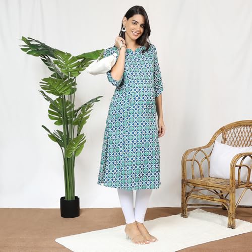 MomToBe Women Cotton Classic Wome'S A-Line Maternity Kurti/Pregnancy Dress/Easy Breastfeeding Kurta With Zippers/Maternity Dress With Zippers For Nursing Pre And Post Pregnancy (Light Green ; M) - Image 3