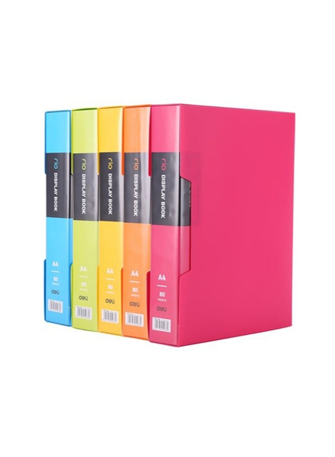 Deli كتاب عرض دلي A4 ريو بقطعة واحدة، 80 جيب، متنوع الألوان (قد يختلف اللون)