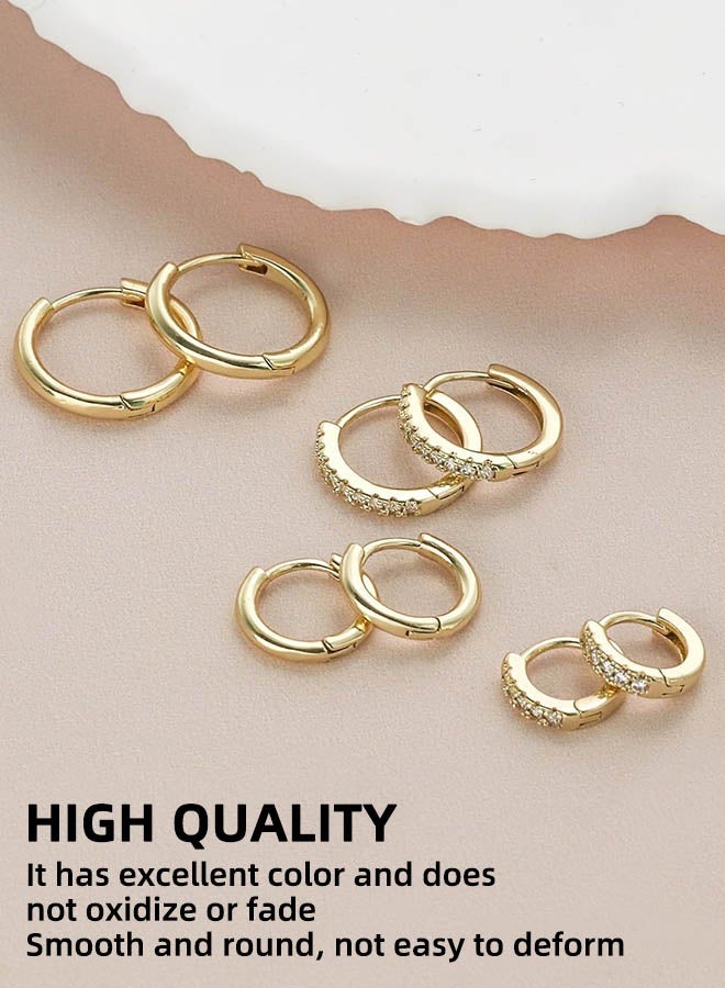 مجموعة من 4 أزواج من أقراط الكريستال الدائرية، أقراط دائرية خفيفة الوزن مرصعة بأحجار الراين المتلألئة، مجوهرات للنساء، هدية للحفلات، تاريخ الزفاف - Image 3