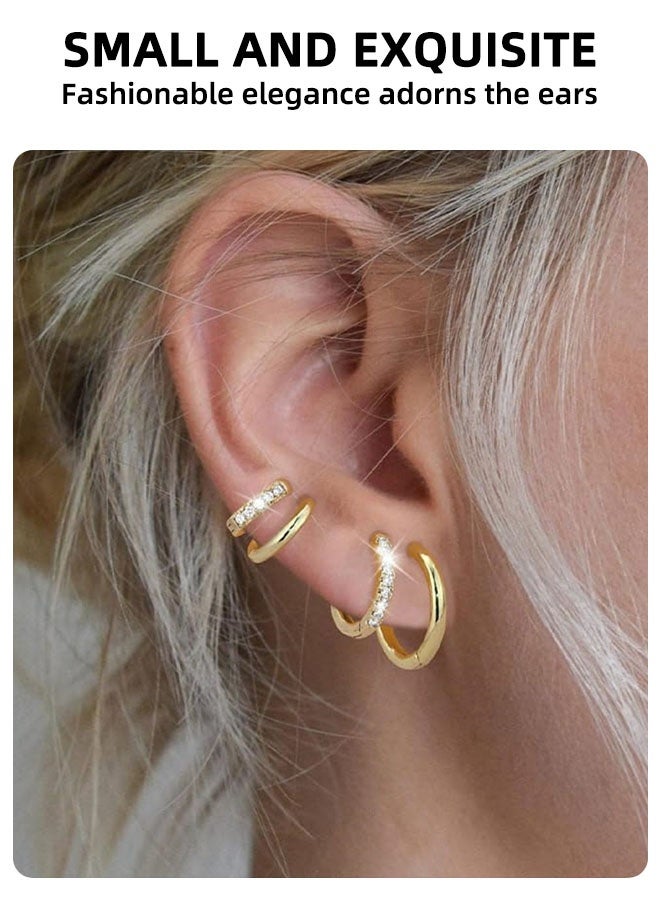 مجموعة من 4 أزواج من أقراط الكريستال الدائرية، أقراط دائرية خفيفة الوزن مرصعة بأحجار الراين المتلألئة، مجوهرات للنساء، هدية للحفلات، تاريخ الزفاف - Image 2