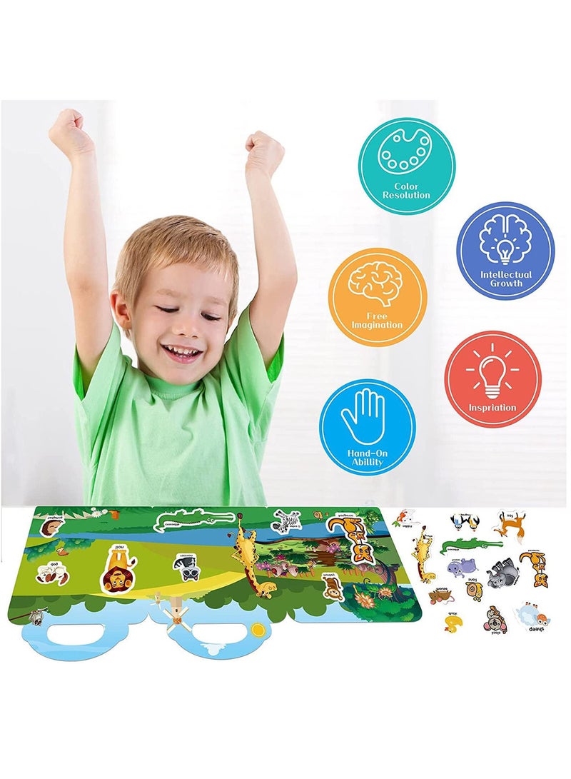 YelaJoy Reusable Sticker Books for Kids, Toys for 2-5 Year Old Girls Boys Birthday Gifts, Kastwave Toddler Toys, Learning Stickers for Kids Toys, Journal Paper Stickers Scrapbooking Stationery Sticker  - Image 2