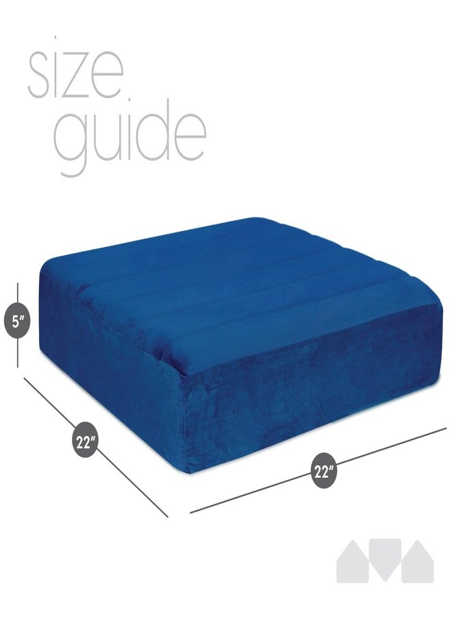Milliard Memory Foam Floor Pillow, 22" Decorative Square Floor Cushion with Soft Washable Velour Ribbed Cover (Navy) - Image 3
