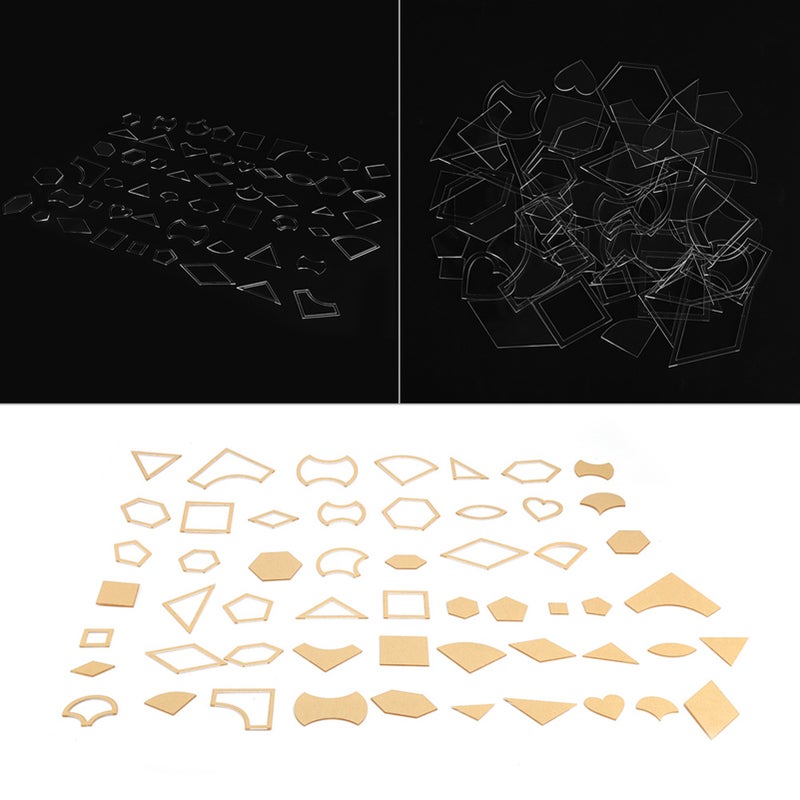 54PCS Clear Acrylic Pattern Stencil Template Set Leather Craft Quilting Sewing Tool DIY - Image 5