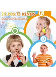 XiuWoo Kids Musical Instruments, 24Pcs 12 Types Wooden Percussion Instruments Tambourine Xylophone Toys for Kids Children, Preschool Education Early Learning Musical Toy for Boys and Girls  - Image 4