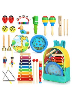 XiuWoo Kids Musical Instruments, 24Pcs 12 Types Wooden Percussion Instruments Tambourine Xylophone Toys for Kids Children, Preschool Education Early Learning Musical Toy for Boys and Girls  - Image 1