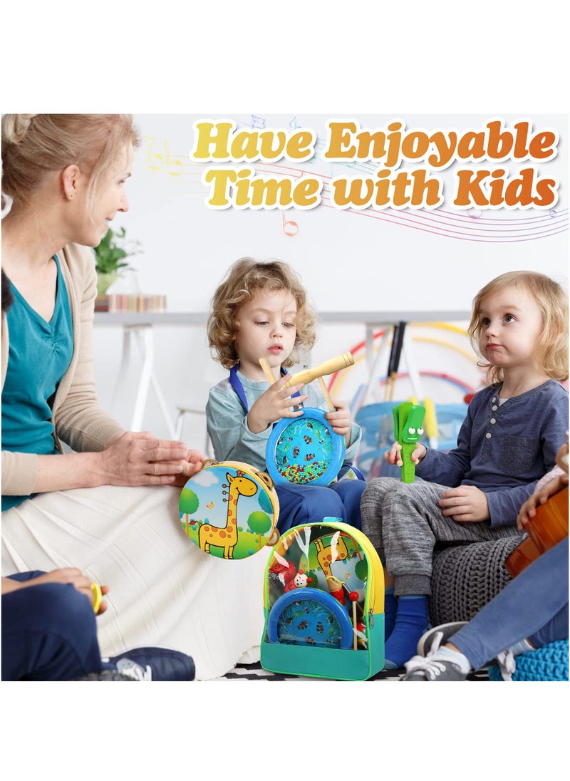 XiuWoo - Kids Musical Instruments, 24Pcs 12 Types Wooden Percussion Instruments Tambourine Xylophone Toys for Kids Children, Preschool Education Early Learning Musical Toy for Boys and Girls - Image 1