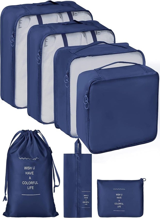 RNAZLIS 7 Piece Compression Packing Cubes for Travel, Stylish Luggage Organizer Set Space Saving Travel Essentials Perfect for Vacation Cruise Weekend Getaways & Carry-On Packing (Blue) - Image 1