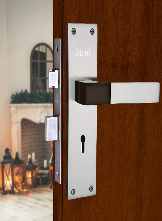 Atom Heavy Duty Door Lock for Home, Living Room, Main Door, Black Silver Finish | 3 Keys | 6 Lever Double Stage Lockset for House Hotel Office(WIH51KY) - Image 1
