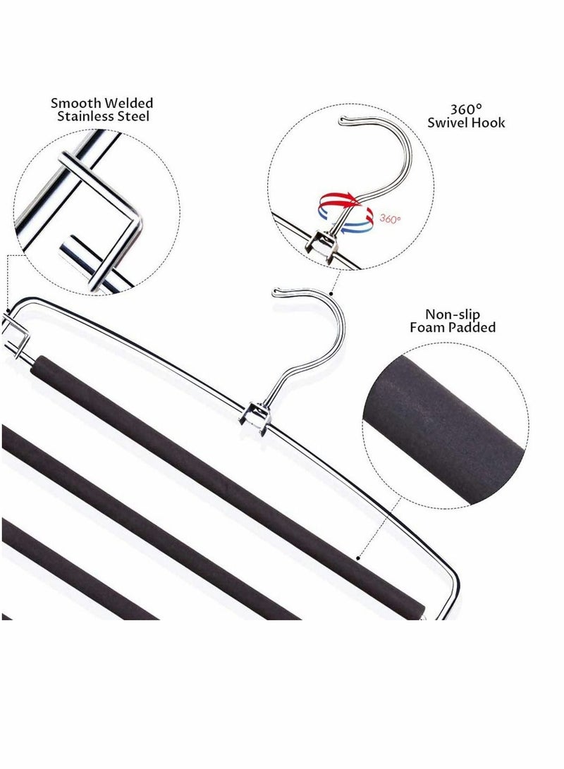 Y&D Pants Hangers 5 Layers Multi Trouser Space Saving Stainless Steel Non-Slip Foam Padded Swing Arm for Pants, Trousers, Jeans, Scarves, Skirt - Image 2