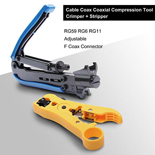 Yangoutool Coax Cable Crimper Kit, Yangoutool Coaxial Compression Tool, Adjustable RG6 RG11 RG59 75-5 75-7 Coaxial Cable Stripper - Image 5
