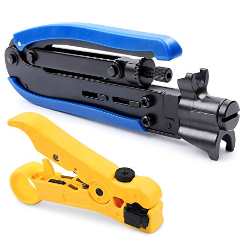 Yangoutool Coax Cable Crimper Kit, Yangoutool Coaxial Compression Tool, Adjustable RG6 RG11 RG59 75-5 75-7 Coaxial Cable Stripper - Image 1