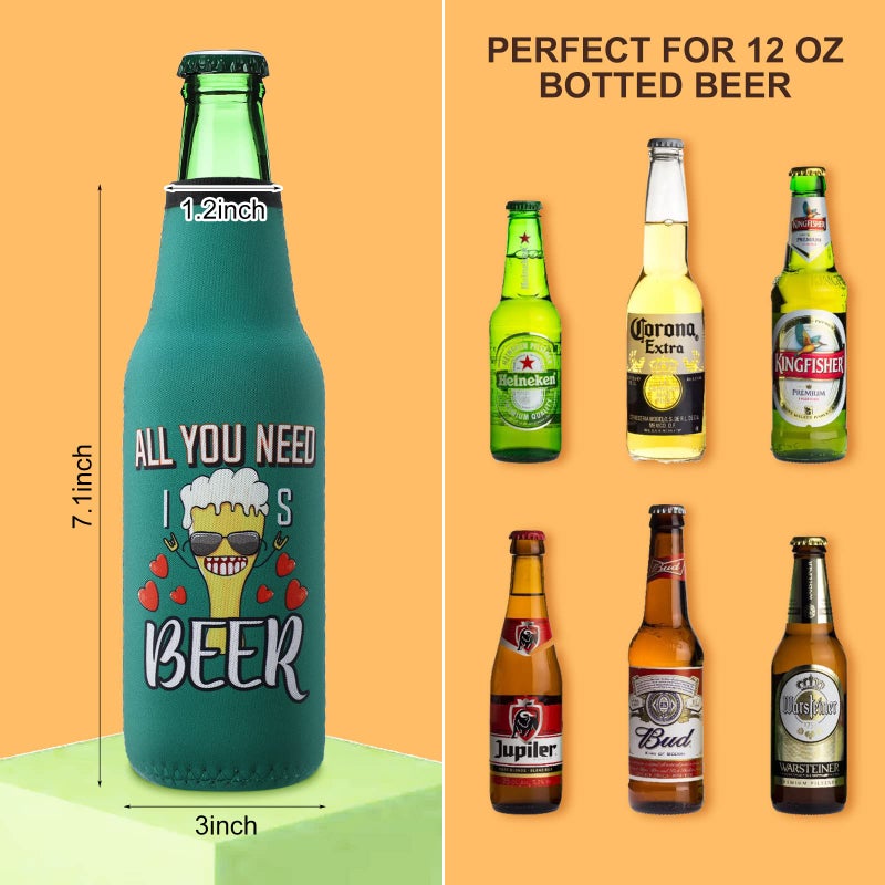 Perthlin Summer Beer Bottle Insulator Sleeve with Zipper Neoprene Insulated Bottle Jackets Keep Warm and Cold Beer Sleeves with Stitched Fabric Edges for Party - Image 2