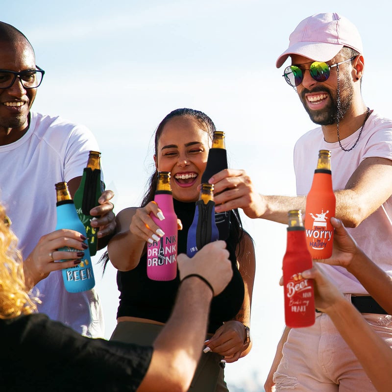 Perthlin Summer Beer Bottle Insulator Sleeve with Zipper Neoprene Insulated Bottle Jackets Keep Warm and Cold Beer Sleeves with Stitched Fabric Edges for Party - Image 5