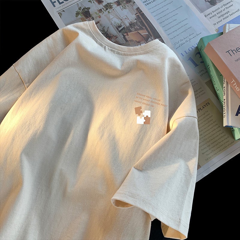 Short-Sleeved T-Shirt Men'S Instagram Popular Brand Hip-Hop Round Neck Base Shirt Top Summer Casual Top - Image 1