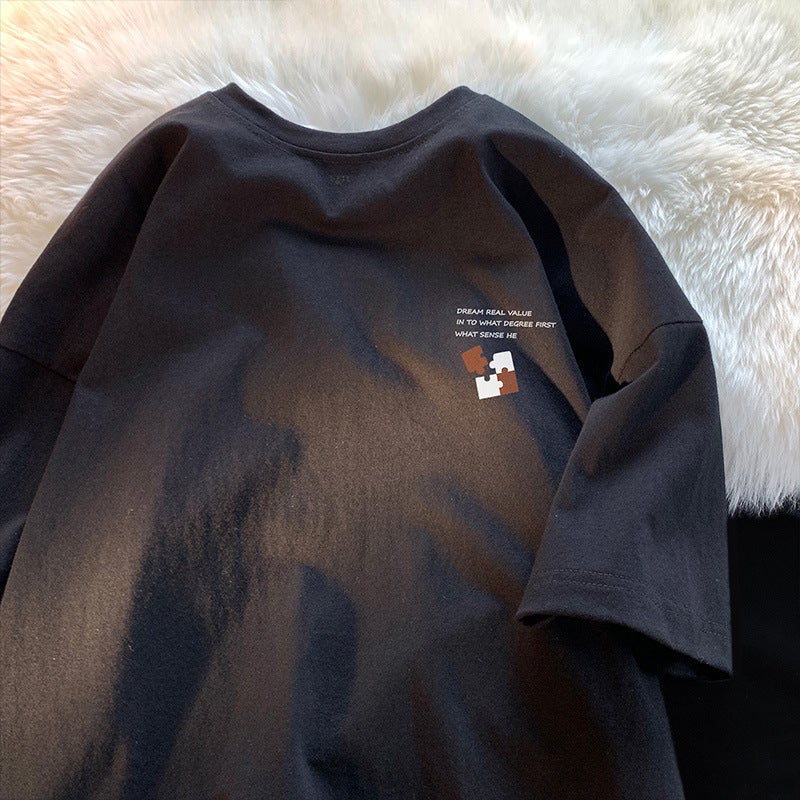 Short-Sleeved T-Shirt Men'S Instagram Popular Brand Hip-Hop Round Neck Base Shirt Top Summer Casual Top - Image 4