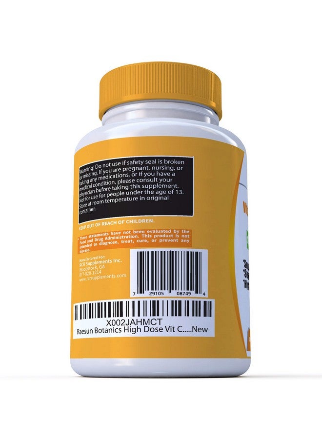 RCR Supplements Raesun Botanics High Dose Extra Strength 1200Mg Vitamin C + Zinc Complex For Immune Support Health 120 Capsule 2 Month Supply Veggie Capsule Nongmo Gluten Free Vegan  - Image 4