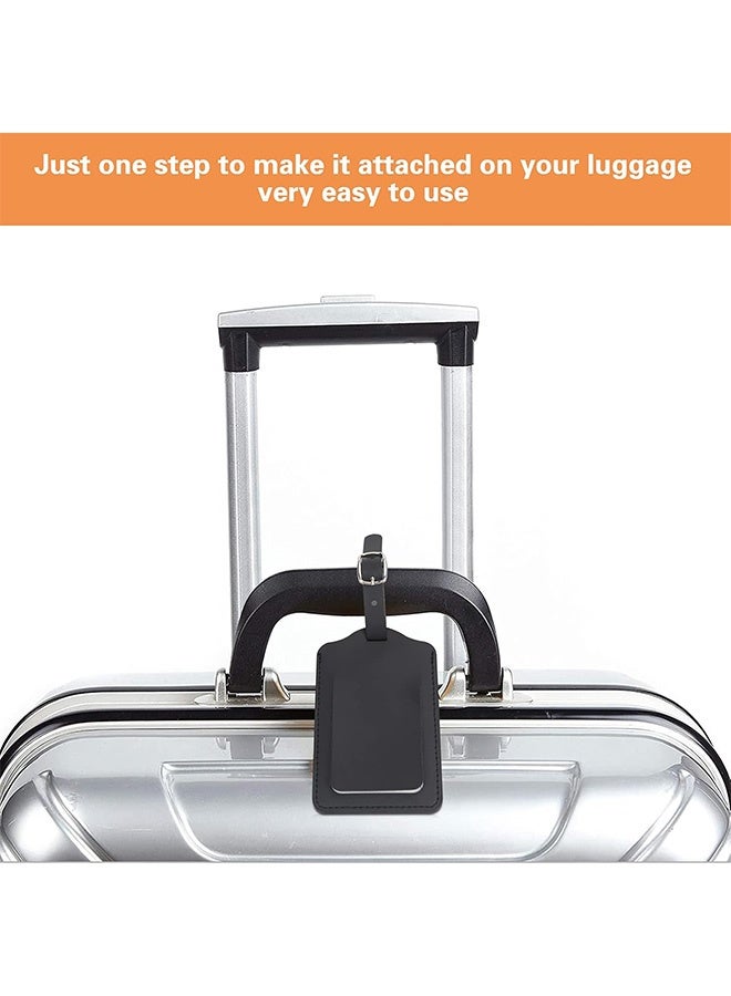 Quantum 4 PCS Luggage Tag, Premium PU Leather Adjustable Strap Luggage Tag, Durable Handcrafted Travel Accessories (Black) - Image 5