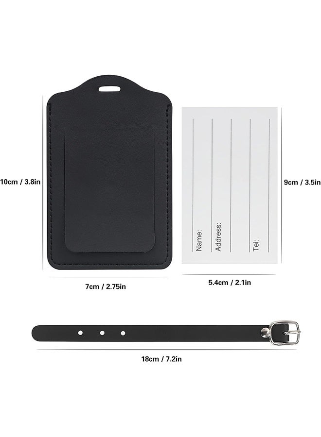 Quantum 4 PCS Luggage Tag, Premium PU Leather Adjustable Strap Luggage Tag, Durable Handcrafted Travel Accessories (Black) - Image 2