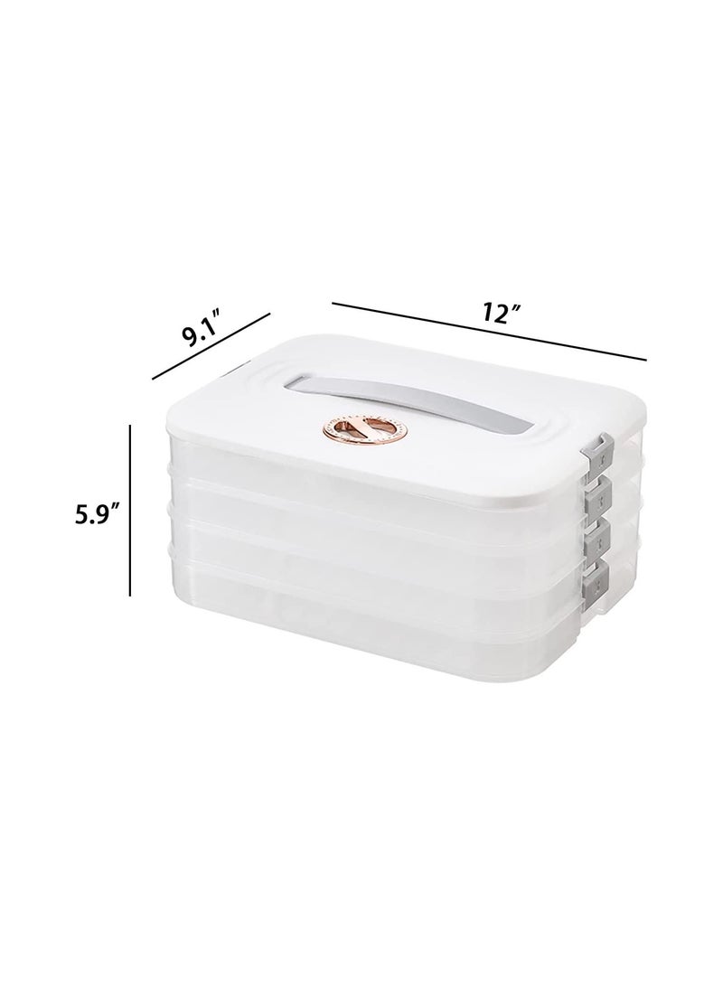 KASTWAVE 4-Layer Dumpling Storage Box, Stackable Food Storage Containers with Lids, for Freezer Food Container Refrigerator Dumpling Fruit VegetableTray (White)  - Image 5
