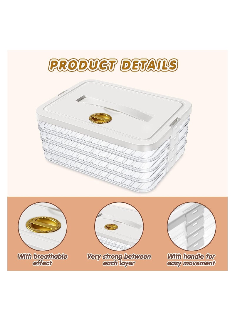 KASTWAVE 4-Layer Dumpling Storage Box, Stackable Food Storage Containers with Lids, for Freezer Food Container Refrigerator Dumpling Fruit VegetableTray (White)  - Image 4