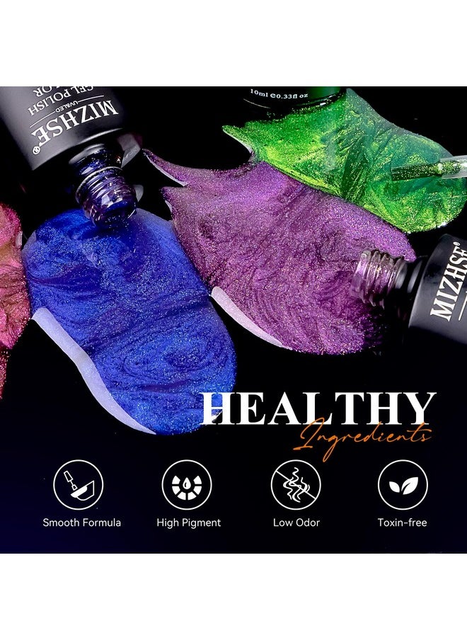 MIZHSE - 9D Cat Eye Gel Nail Polish Magnetic Cat Eye Gel Polish Set 10Ml*6 With 2 Magnets Classic Colors Chameleon Magic Galaxy Effect Soak Off Nail Art Sparkle Stunning Gel Polish Gift For Women - Image 1