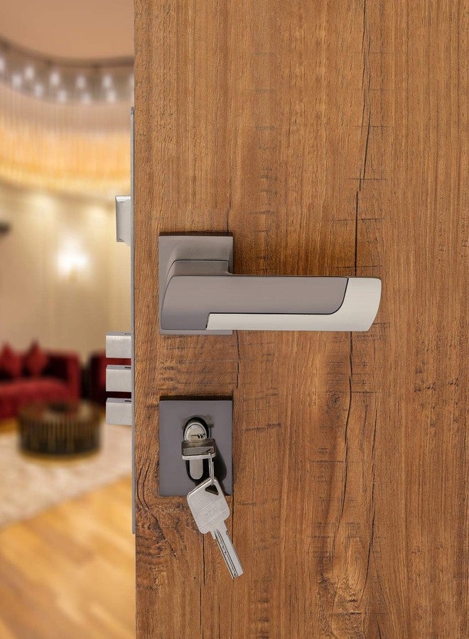 HARMONUS Zinc Alloy Mortise Door Lock Handle/Rose Mortice Handle with Lock Body and 70mm Cylinder Computeries- 3 Keys (Black Satin - Satin/HI-5152) - Image 3