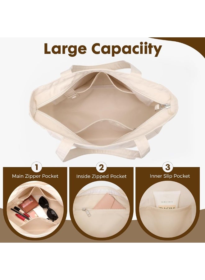 Arabest Lightweight Tote Bag for Women,Zipper Shoulder Bag,Multi-Pocket Travel Handbag - Image 5
