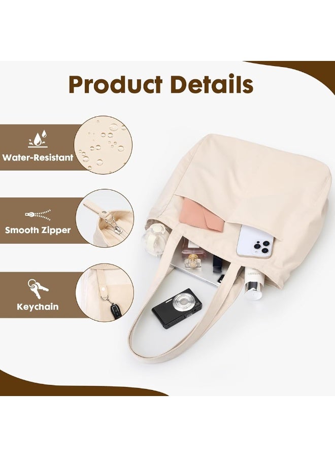 Arabest Lightweight Tote Bag for Women,Zipper Shoulder Bag,Multi-Pocket Travel Handbag - Image 4