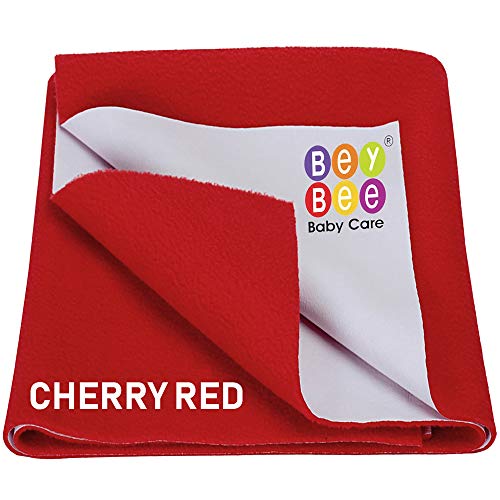 Bey Bee BeyBee Waterproof Quick Dry Sheet for Baby| Bed Pad Anti-Piling Fleece Extra Absorbent Washable Matress Protector| Baby Bed Protector Sheet for Toddler Children, Medium Size, 100x70cm, Red - Image 1