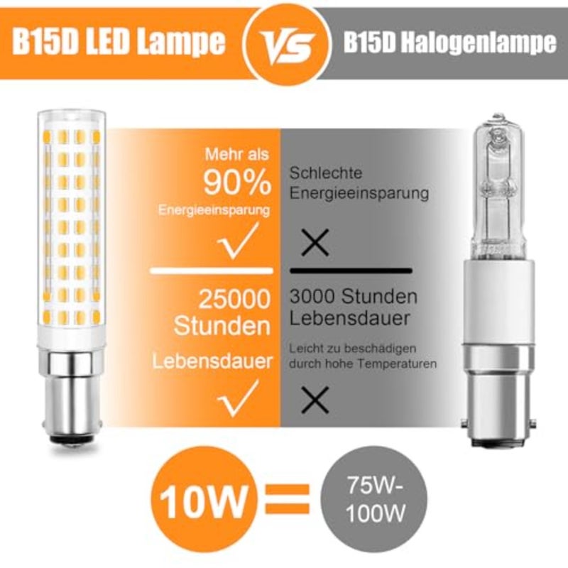 B15D LED Dimmable 10W Replacement for Osram Halolux Ceram 100W 75W B15D Halogen Bulb, No Flickering, 230V, 900 Lumens, Warm White 3000K, 360° Beam Angle, Pack of 4 - Image 3