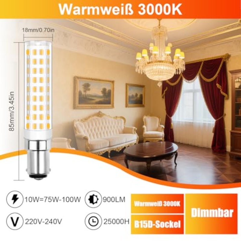 B15D LED Dimmable 10W Replacement for Osram Halolux Ceram 100W 75W B15D Halogen Bulb, No Flickering, 230V, 900 Lumens, Warm White 3000K, 360° Beam Angle, Pack of 4 - Image 2