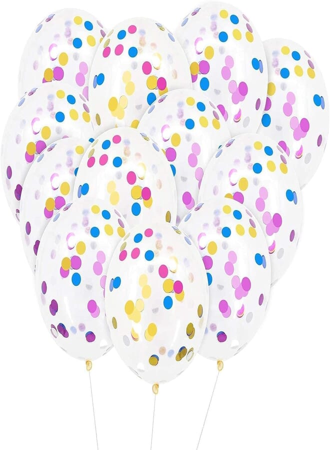 Secret Rainbow Confetti Balloons, 20 Pack 12 Inch Large Bright Multicolor Confetti Latex Balloons for Wedding Engagement Birthday Party Decorations