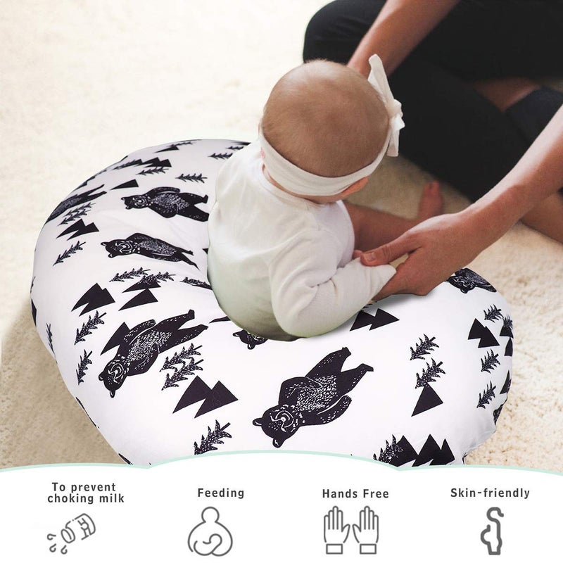 TANOFAR Bear Nursing Pillow Cover, Breastfeeding Pillow Slipcover for Baby Boys & Girls, Nursing Pillow Case for Newborn, Soft Fabric Fits Snug On Infant, Washable & Breathable, Black & White Animal - Image 4